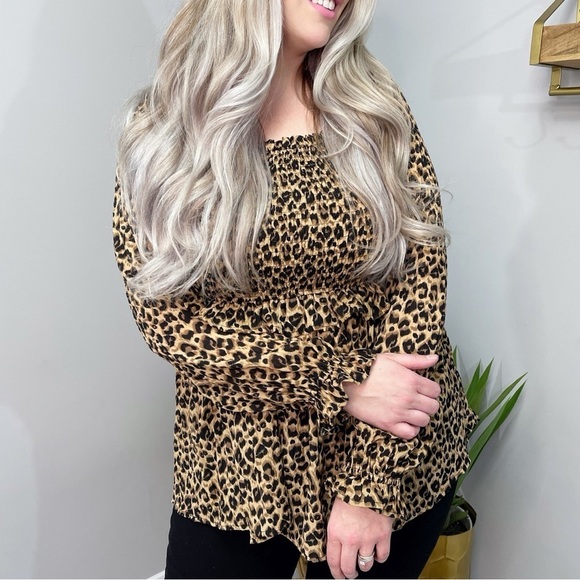 oddi Tops - Leopard Print Long Sleeve Top